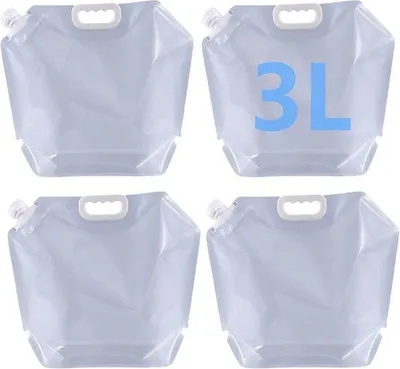 Produktbild von 8-Liter-Faltbarer Wasserbehälter mit Auslaufhahn – BPA-frei, flexibles Wasserreservoir – Tragbarer Wasserbeutel für Camping, Wandern und den Hausgebrauch – 4 Stück
