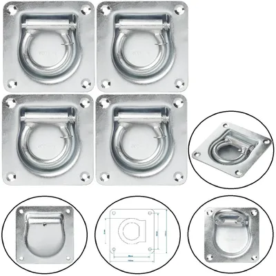 Produktbild von 4x Zurrmulde 105x105mm mit Öse Ring Planenöse Ladungsicherung Zurring Zurrlasche