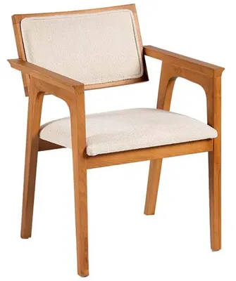Image de Chaise en bois rembourrée avec accoudoirs pour un confort moderne