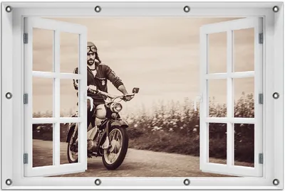 Produktbild von Wallario Outdoor-Poster für Garten oder Balkon 80 x 120 cm: Simson Fahrer in der DDR in Sepiafarben