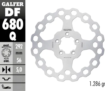 Image de Jeu de disques de frein Galfer 2x DF680Q CUBIQ® rigide avant 292x5mm pour Harley Davidson FLHRC 14 Road King Classic FLHTCU Electra Glide Ultra FLHXI EFI Street