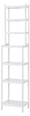 Zdjęcie produktu dla Regał łazienkowy – stojący regał bambusowy – wąski regał do przechowywania – 7 półek – wolnostojący – 160 x 36 x 28 cm – biały