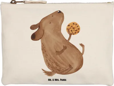 Produktbild von Mr. & Mrs. Panda Mäppchen Hund Keks Größe M - Weiß - Geschenk, Schlampermäppchen, Leckerli, glücklich, beauty case, pencil, Kosmetiktasche, Sprüche, Hungrig, Federtasche