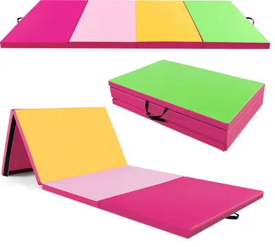 Obrázek produktu pro COSTWAY 300x120x5cm měkká podložka, skládací podložka do tělocvičny, podložka do tělocvičny zPolyuretanse zapínáním na šplhání a úchyty na přenášení, fitness podložka na jógu