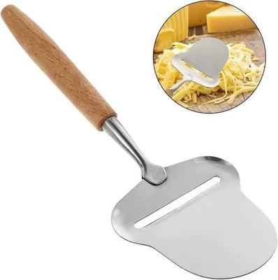 Image de Coupe-fromage en acier inoxydable avec manche en bois, idéal pour des tranches parfaites