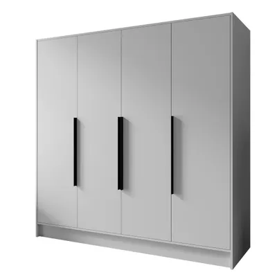 Produktbild von Kleiderschrank Goya I 200 cm (weiß, schwarze Griffe)