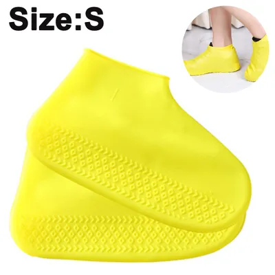 Produktbild von Regen Überschuhe, Wiederverwendbare Silikon Wasserdicht Schuhüberzieher, für Schuhschutz(Gelb,S)