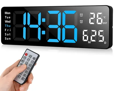 Digitale LED-Wanduhr 33 cm, Timer, Wecker, Fernbedienung