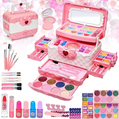 Produktbild von Kinderschminke Set Mädchen Schminkkoffer - Waschbar Kinder Make Up Spielzeug - Geschenk für Prinzessin ab 3 Jahre