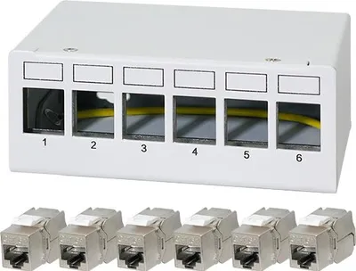 Immagine prodotto di LogiLink Professional NK4091 Pannello di permutazione da tavolo LogiLink Cat. 6A, 6 porte, grigio chiaro