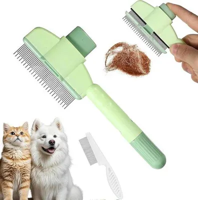Productafbeelding van Famanu huisdierborstel met stoomfunctie - 4-in-1 verzorgingsborstel met massage, oplaadbaar via USB, geschikt voor katten en honden