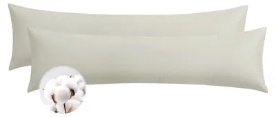 Productafbeelding van Kussensloop voor zijslapers, 40 x 145 cm, katoen, set van 2, beige – zachte kussensloop van 40 x 145 cm met rits, kussensloop geschikt voor kussens van 40 x 145 cm