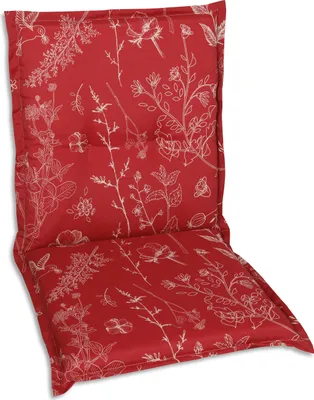 Produktbild von GO-DE Textil, Sesselauflage Niederlehner, Einzelauflage, Farbe: rot, Maße: 100 cm x 50 cm x 6 cm, Rueckenhoehe: 52 cm