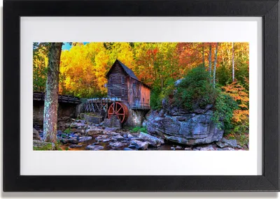 Produktbild von Bild 30x20 MDF-Rahmen Wandkunst Watermill Herbstwald