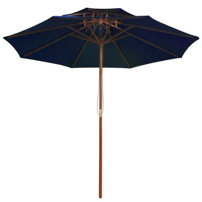 Produktbild von “2026 Moderne“Sonnenschirm mit Doppeldach und Holz-Mast Blau 270 cm - Sonnenschirme - Designermöbel 3060634