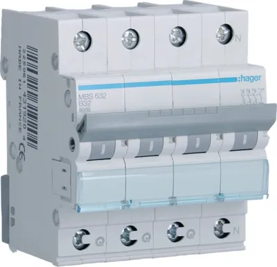 Immagine prodotto di Interruttore LS Hager, 3P+N, 6 kA, B-32A, QC, 4M, 1 pz.