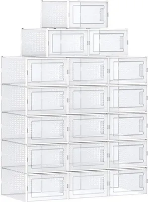 Produktbild von Famanu Aufbewahrungsbox Schuhschrank - Transparente Schuhaufbewahrung mit Deckel