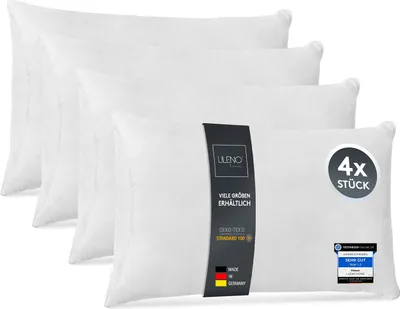 Produktbild von LILENO HOME 4er Set Kissenfüllung 50x70 cm - 40°C waschbares Innenkissen geeignet für Allergiker - Polyester Kisseninlet als Couchkissen, Sofa Kissen, Cocktailkissen und Kopfkissen