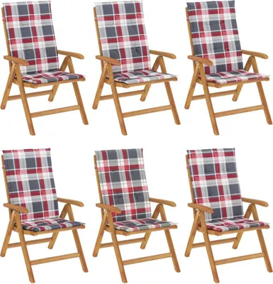 Produktbild von vidaXL Klappstühle Verstellbar mit Kissen 6 Stk. Massivholz Teak