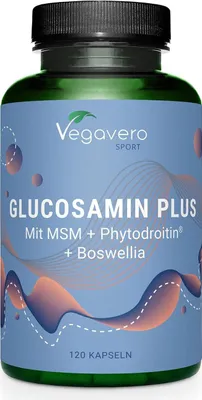 Immagine prodotto di Vegavero Glucosamina Plus | 120 capsule | con glucosamina vegana, condroitina, MSM e boswellia | vegano