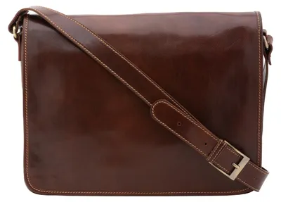 Image de Sac bandoulière pour homme, en cuir de vachette véritable, fermeture magnétique, fabriqué en Italie