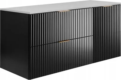 Immagine prodotto di RODAN - Mobile da bagno - 120 CM - Nero opaco - MDF - Anta scanalata - Top bianco - Mobili da bagno - Mobile da bagno
