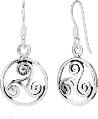 Produktbild von Paar Ohrhänger keltisches Triskel im Kreis 925 Silber 13mm Damen Ohrringe
