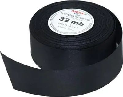 Image de Ruban satiné pour emballer des cadeaux, décoratif, 25 mm, 32 m, noir