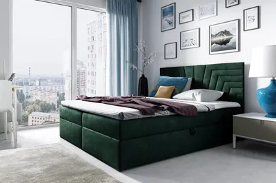 Obrázok produktu pre Čalúnená posteľ s prešívaným čelom SUSANA - 200x220, zelená + topper