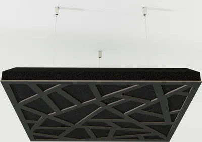 Produktbild von 2-Stück Akustik Deckenpaneele «SKYROSS-C» mit Montageset | Absorption - Diffusion - Reflexion - Schalldämmung - Isolierung | Acoustic Cloud Panel | 50x50x5cm | Farbe: Schwarz