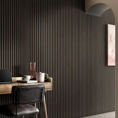 Obrázek produktu pro HOME DELUXE Akustický panel SONIC Smoked Oak – 240 x 40 cm I Akustický panel Akustické panely Akustické panely Obložení stěn Stěnový panel Stěnové panely Akustický panel Akustické panely Lamelové obložení