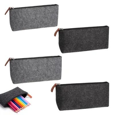 Produktbild von 4 Filzetuis (22 x 11 cm) – Etui mit Reißverschluss, multifunktionale Kosmetiktasche, Schreibetui, Federmäppchen