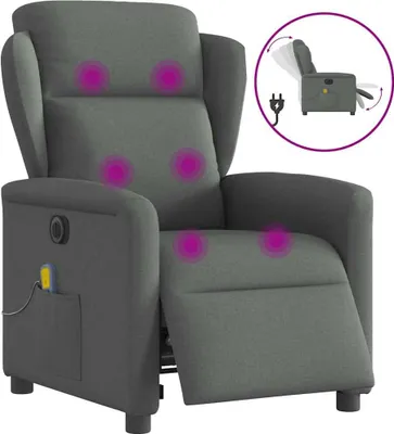 Image de Fauteuil inclinable de massage électrique gris foncé tissu