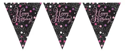 Image de Anniversaire rose scintillant Guirlande de fanions