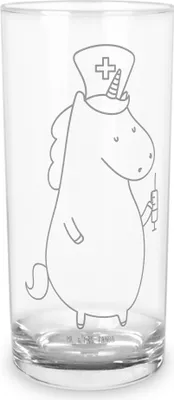 Produktbild von Mr. & Mrs. Panda Glas Einhorn Krankenschwester 200 ml - Transparent - Geschenk, Wasserbecher, Wasserglas, Trinkglas, Unicorn, Ärztin, Tumbler, Krankenpfleger, Krankenhaus