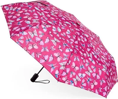 Produktbild von Famanu Automatischer Regenschirm für Damen und Herren - Sturmfest, Regenbogen, Schmetterlinge