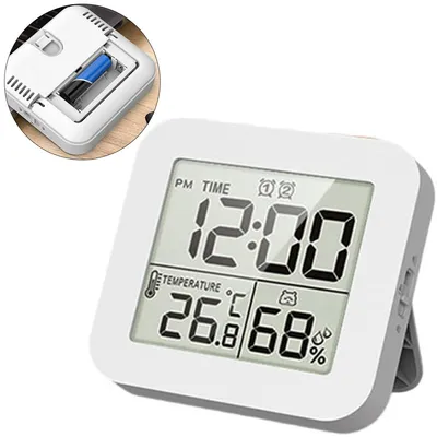 Produktbild von Digitale Luftfeuchtigkeitsthermometer-Uhr mit LCD-Display,100-Stunden-Countdown-Timer,Dual-Alarm,Hintergrundbeleuchtung, für Zuhause, Küche,Weiß