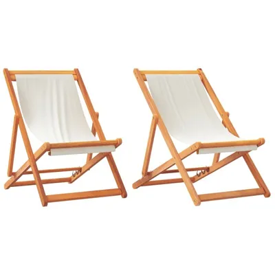 Zdjęcie produktu dla vidaXL Składane krzesła plażowe 2 szt. Kremowo-biały materiał