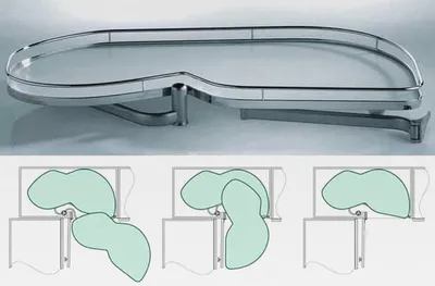 Produktbild von Kesseböhmer Eckschrank Schwenkauszug LeMans II 600 mm Links Eckschrank Beschlag inkl. Antirutschmattenset Orga-Grip Silbergrau von SOTECH