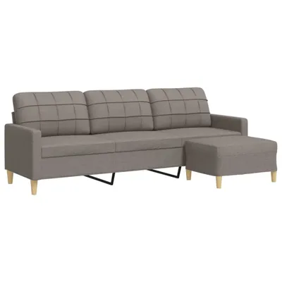 Obrázok produktu pre vidaXL 3-miestna pohovka s taburetkou Taupe 210 cm Látka