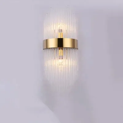 Image de Colonne lumineuse LED avec cristaux, applique murale dorée pour chambre, éclairage pour salon, lumière pour couloir, éclairage pour salle de bain, escalier, décoration industrielle