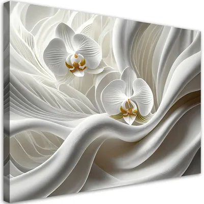 Produktbild von Leinwandbild Weiße Orchidee und 3D-Abstraktion 60x40 Feeby Weiß bild für die wand bereit zum aufhängen