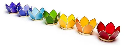 Produktbild von Teelichthalter Set 7 Stück Chakra Farben Gold, 8 cm