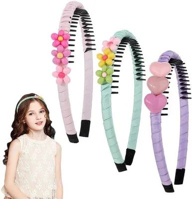 Produktbild von Farbenfrohe Blumen Haarband - Frisur Styling Accessoires - 3 Stücke - Antischleudernd - Kunststoff