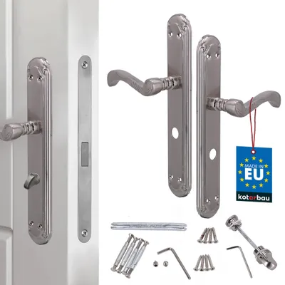 Immagine prodotto di KOTARBAU® Maniglia per porta Maniglia per porta Maniglie per porta 72 mm WC Maniglia per porta con rosetta Argento Decorato Set di maniglie per porta retrò Maniglie per porta Porte interne Ferramenta per porta Set di maniglie per porta