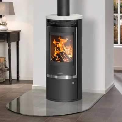 Produktbild von Oranier Rota Top 2.0 Kaminofen Stahl Schwarz mit Kalkstein-Abdeckplatte
