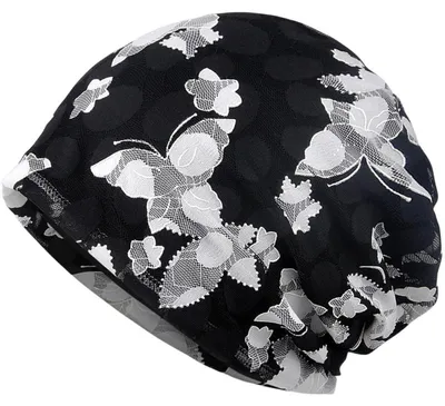 Zdjęcie produktu dla Czapka damska/męska, typu slouch beanie, bawełniana, czarna