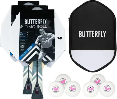 Produktbild von Butterfly 2x Timo Boll Vision 2000 Tischtennisschläger + Tischtennishülle + 6x 40+ 3*** Tischtennisbälle | Tischtennis TT Tabletennis