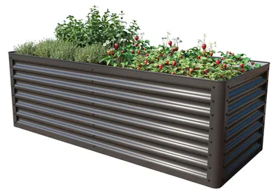 Image de PRIMEYARD Carré potager surélevé LUCA, acier, anthracite 180x75x60 cm