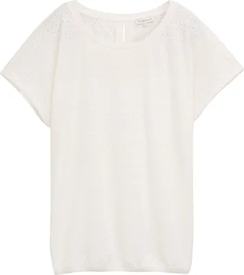 Produktbild von Tom Tailor T-Shirt Loose Fit aus strukturiertem Jacquard mit Lochmuster und Rückenschlitz